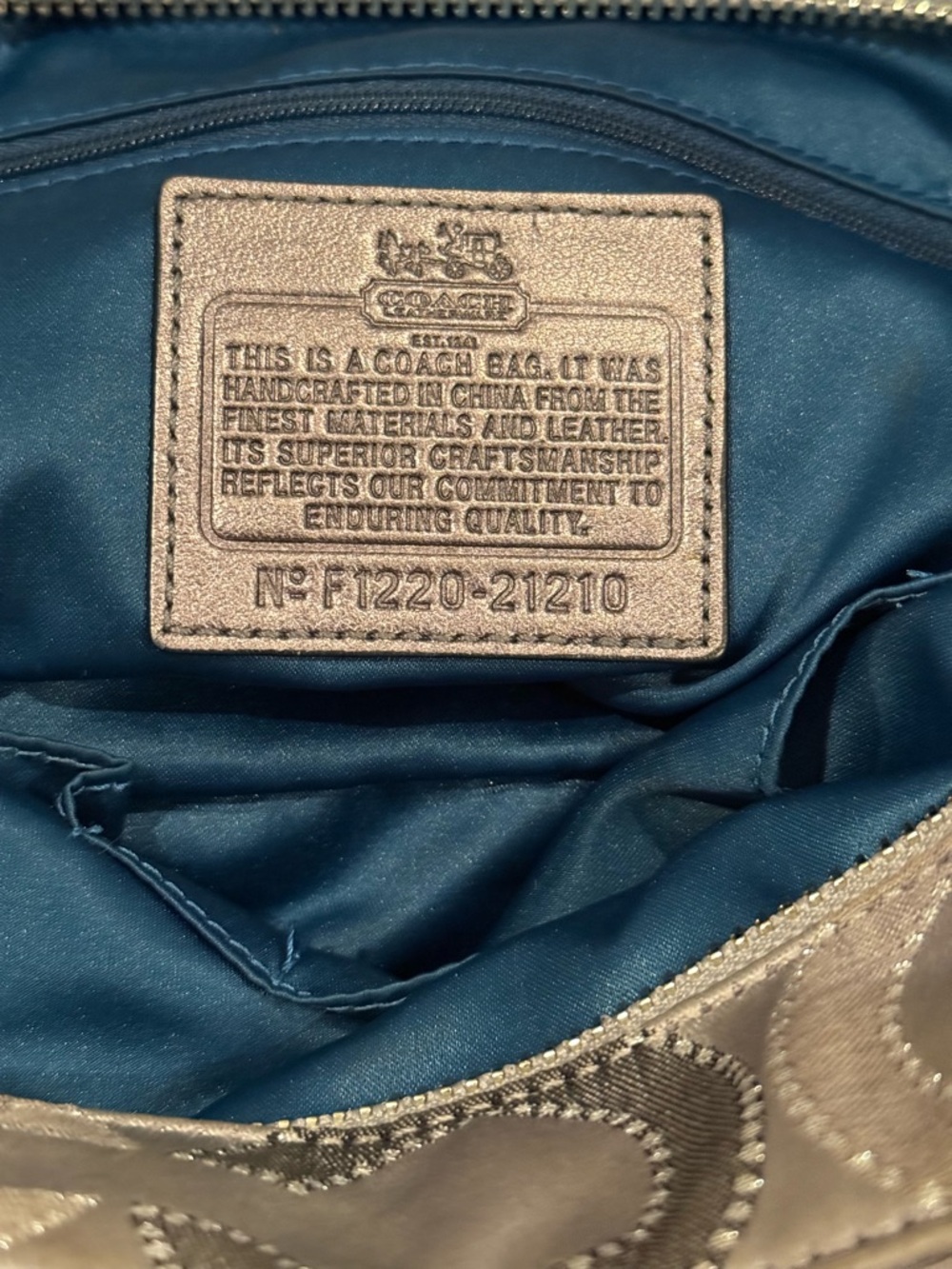 Coach Madison Op Art Sateen Tote in Gray/Silver - Picture 11 of 13